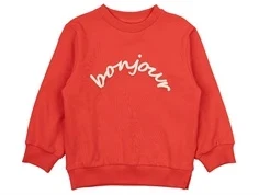 Rød sweatshirt med bonjour print fraTHE NEW Siblings Nevada poppy red TNST6087 forfra